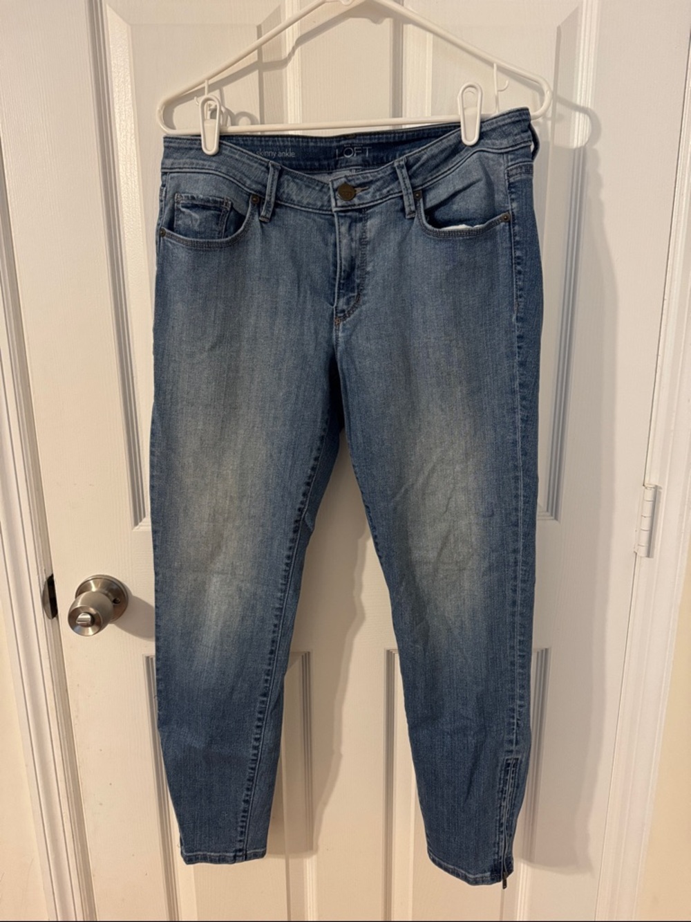 LOFT Women's Mid-Rise Curvy Skinny Ankle Jeans - Blue